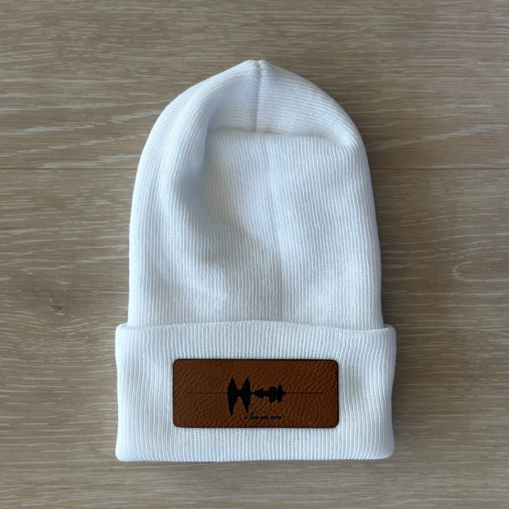 NEW I Love You More Cotton Baby Beanie Newborn White Modern Minimalist